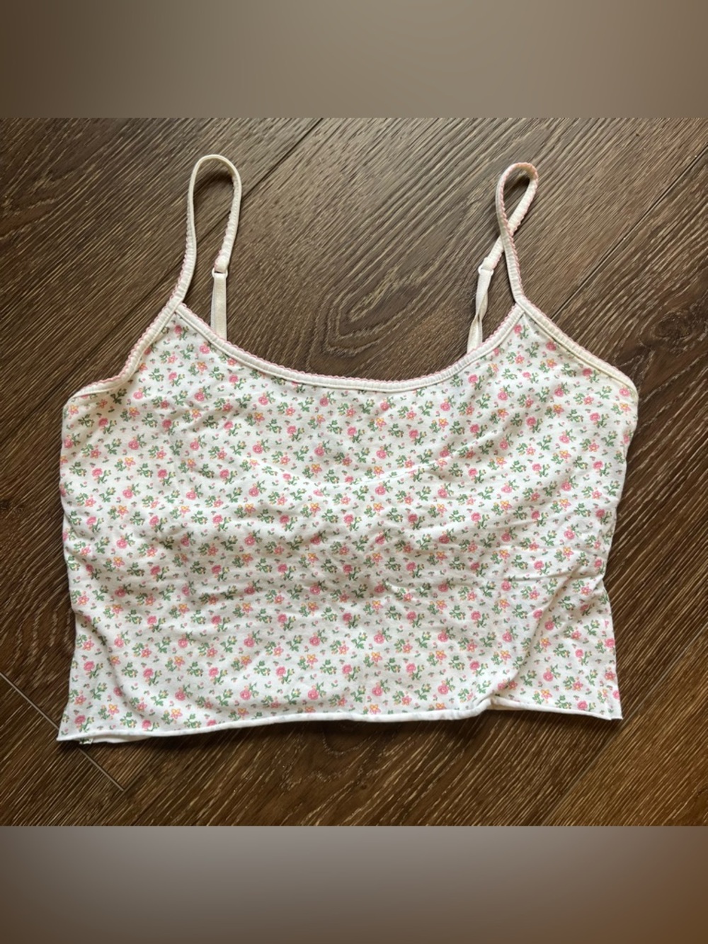Pink floral cropped tank